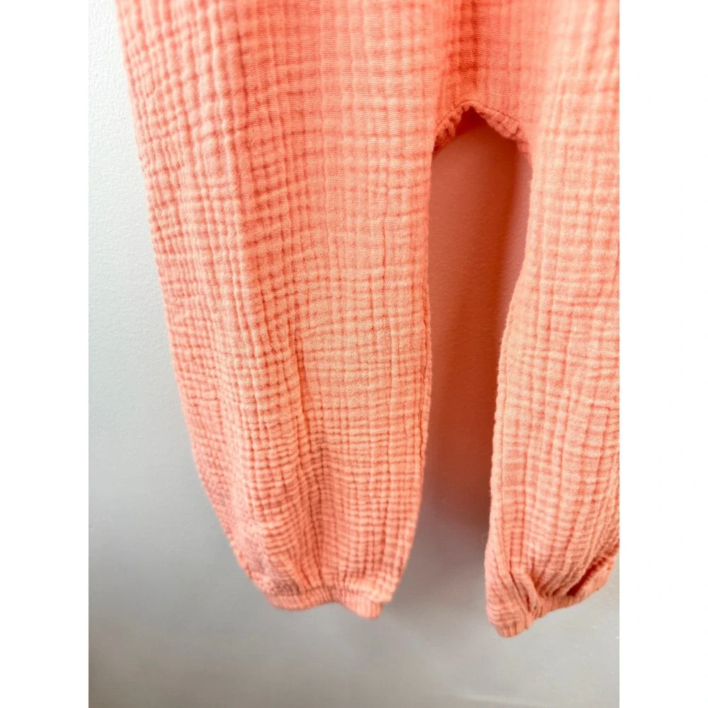 NWT Gerber Kids Girls Coral Pink Cotton‎ Gauze Halter Romper Jumpsuit 3T Spring